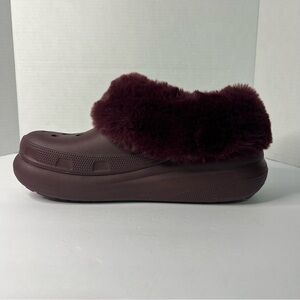 Crocs Furever Crush Lined Platform Clogs Dark Cherry Burgundy W 10 M 8